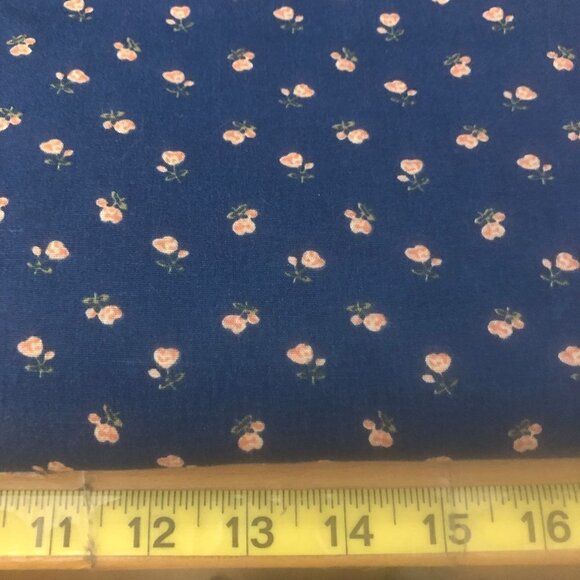Cotton Blend Fabric Material - 3 1/2 yard Blue Floral #497 - Picture 2 of 4
